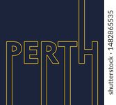 Image relative to Australia travel theme. Perth city name in geometry style design. Creative vintage typography poster concept.