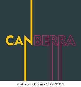 Image relative to Australia travel theme. Canberra city name in geometry style design. Creative vintage typography poster concept.