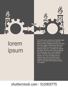 Image relative to gas transit process. Gears connected by gas pipe. Modern vector brochure, report or leaflet design template.