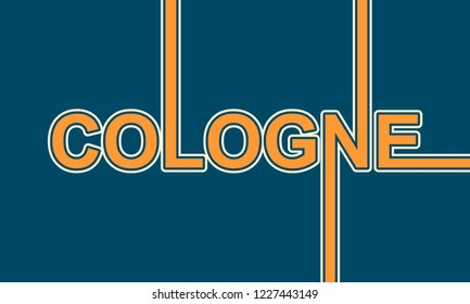 Image relative to Germany travel theme. Cologne city name in geometry style design. Creative vintage typography poster concept. Neon bulbs letters