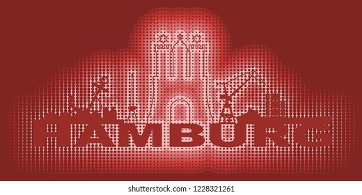 Image relative to Germany travel theme. Hamburg city emblem and nautical transportation icons