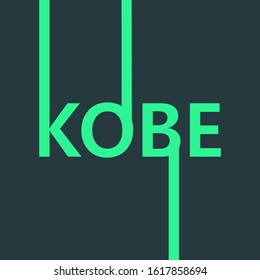 Image relative to Japan travel theme. Kobe city name in geometry style design. Creative typography poster concept.