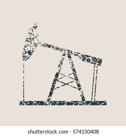 Image relative to oil mining industry. Oil pump icon. Grunge style vector illustration