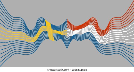Image relative to politic and economic relationship between Netherlands and Sweden. National flags. Teamwork concept.
