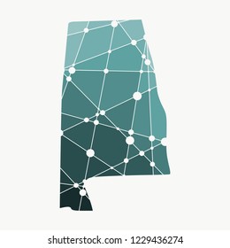 Image relative to USA travel. Alabama state map textured by lines and dots pattern