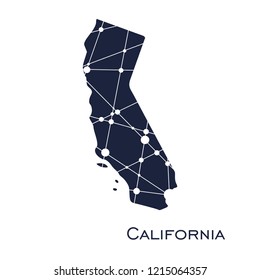Image relative to USA travel. California state map textured by lines and dots pattern