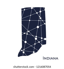 Image relative to USA travel. Indiana state map textured by lines and dots pattern