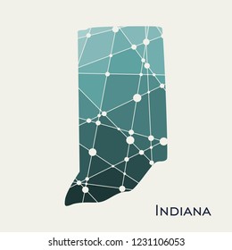 Image relative to USA travel. Indiana state map textured by lines and dots pattern