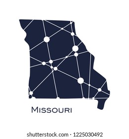 Image relative to USA travel. Missouri state map textured by lines and dots pattern