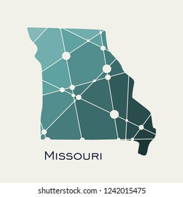 Image relative to USA travel. Missouri state map textured by lines and dots pattern