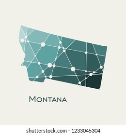 Image relative to USA travel. Montana state map textured by lines and dots pattern