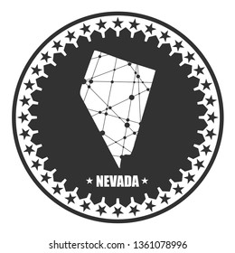 Image relative to USA travel. Nevada state map textured by lines and dots pattern. Stamp in the shape of a circle