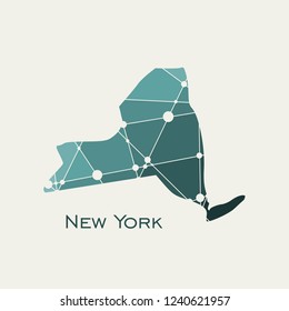 Image relative to USA travel. New York state map textured by lines and dots pattern