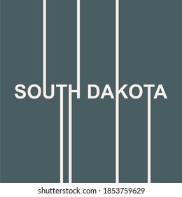Image relative to USA travel. South Dakota state name in geometry style design. Creative vintage typography poster concept.
