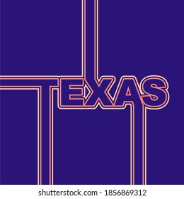 Image relative to USA travel. Texas state name in geometry style design. Creative vintage typography poster concept.