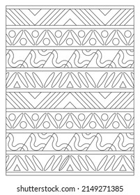 Image of relief ornaments arranged in rows down into a vertical page. Coloring Page for Adults. Digital detox. Anti stress. EPS8 #543