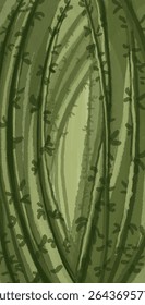 La Imagen recuerda a subgrupos verdes o brotes que se elevan hacia arriba. Una estética biofílica, una sensación de crecimiento y vida.