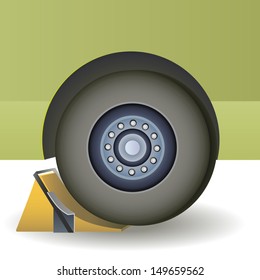 Image repair wheels with wheel chocks.  svg