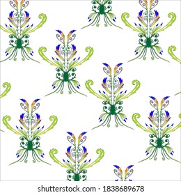 image of repeated green culture pattern design