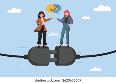 Image representing successful business connection and collaboration with a plug-in concept.