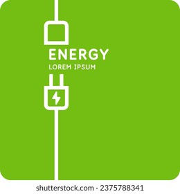 Das Bild stellt Energie dar. Elektrizitätsanschluss Bild der Stromquellen. Vektorgrafik.