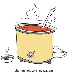 An Image Of A  Retro Chili Crockpot Drawing.