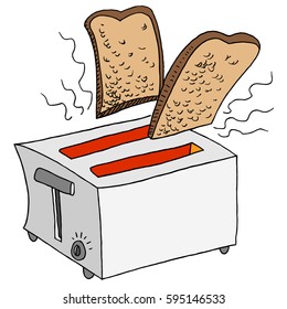 An image of a retro toaster toasting bread.