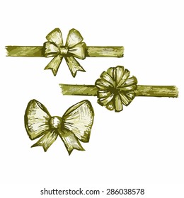 Image ribbons with bows. Set belt ornaments