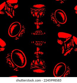 Image of a ring and a royal goblet, on a black background. Pattern design for printing on paper, fabric, backdrop, game background, interior. Gothic elements of the kingdom and the nobility.