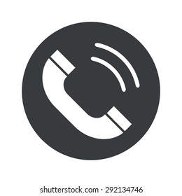 Image of ringing phone receiver in black circle, isolated on white