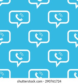 Image of ringing phone receiver in chat bubble, repeated on blue background