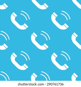 Image of ringing phone receiver, repeated on blue background