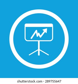 Image of rising graphic on screen in circle, isolated on blue