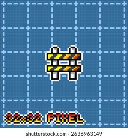 image of road block sign with a simple pixel art style, 32 x 32 size pixels