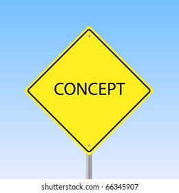 Image of a road sign with the word "Concept" with a sky background.