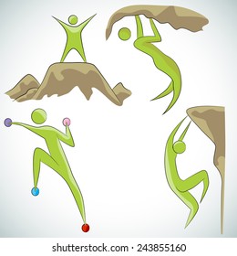An image of a rock climbing icon set.