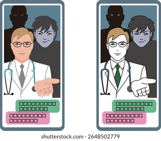 An image of a romance scam criminal organization that impersonates doctors on smartphone social media.