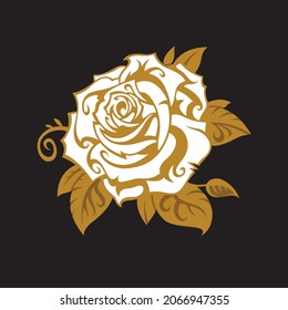 image of rose bud isolated on black background