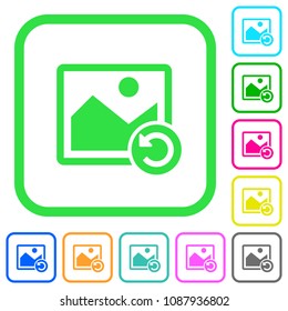 Image rotate left vivid colored flat icons in curved borders on white background