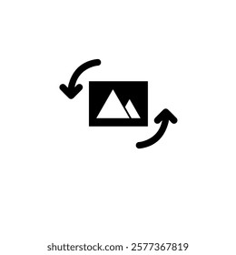 Image Rotation, Turn Photo Solid Flat Vector Icon Isolated on White Background.