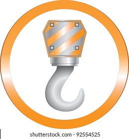 image of round construction sign with heavy iron hook