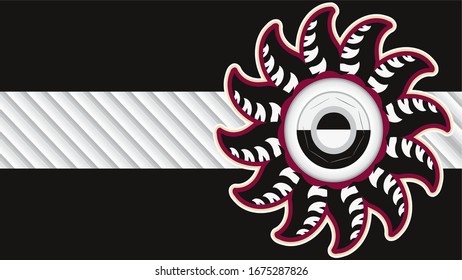 Image of a round shape, Abstract flower icon wallpaper in black and white color.