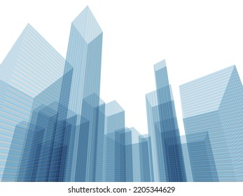 Image of a row of skyscrapers expressed by vertical and horizontal lines Vector illustration