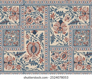 The image is of a rug with floral patterns.