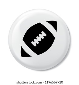 Image of rugby ball in circle, on black circle, isolated on white