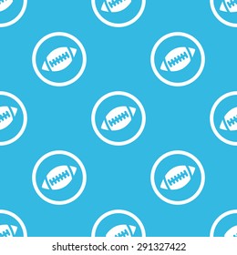 Image of rugby ball in circle, repeated on blue background