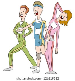 Una imagen de un corredor calentándose para estirar la carrera.