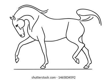 The image of a running horse, hand painted