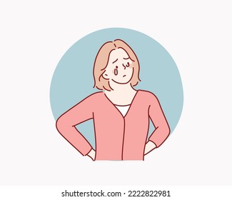 Image of sad woman. Hand drawn style vector design illustrations.