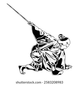 image of a samurai movement, suitable for posters, logos, t-shirt designs and others